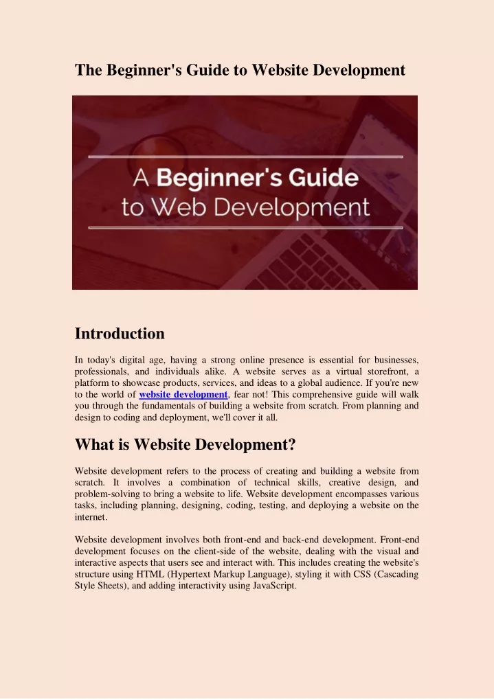the beginner s guide to website development