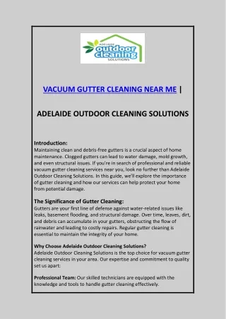 Vacuum Gutter Cleaning Near Me  _ Adelaide Outdoor Cleaning Solutions.