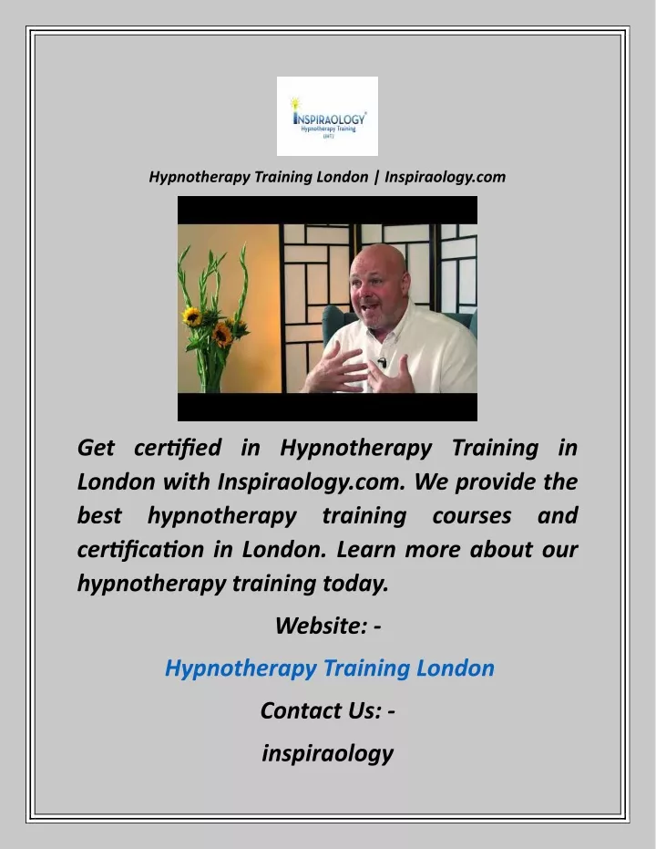 hypnotherapy training london inspiraology com