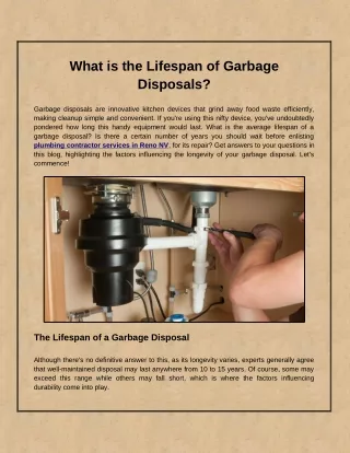 What is the Lifespan of Garbage Disposals?