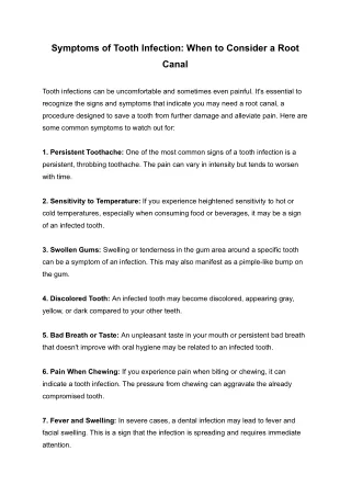 Symptoms of Tooth Infection_ When to Consider a Root Canal