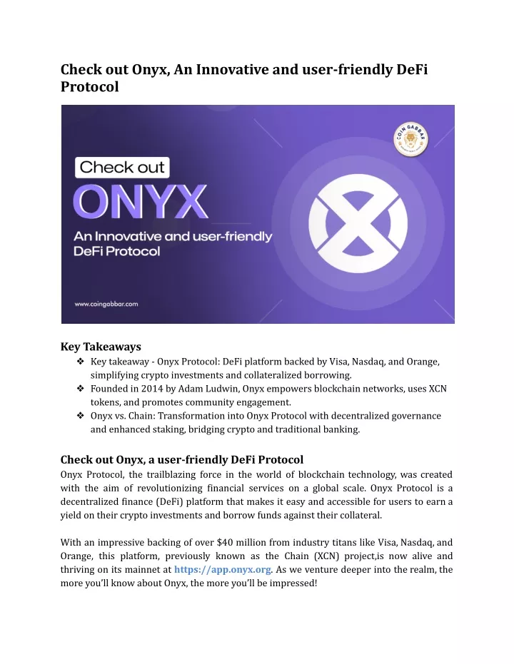 check out onyx an innovative and user friendly