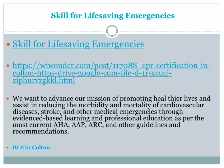 skill for lifesaving emergencies