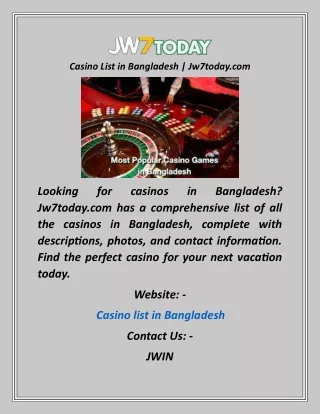 Casino List in Bangladesh  Jw7today