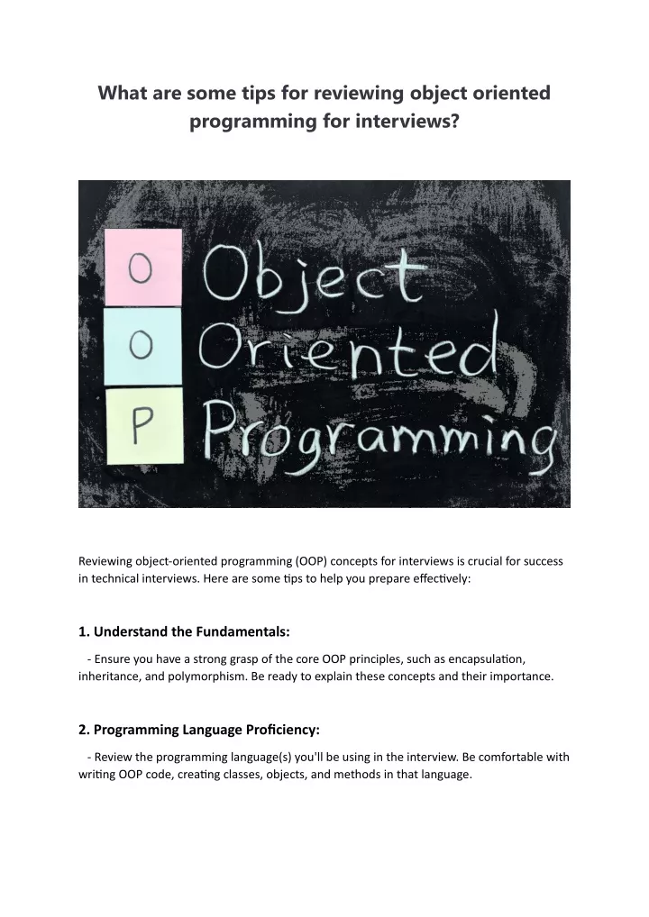 what are some tips for reviewing object oriented