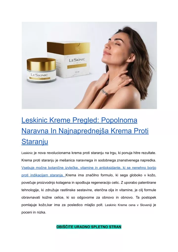 leskinic kreme pregled popolnoma naravna