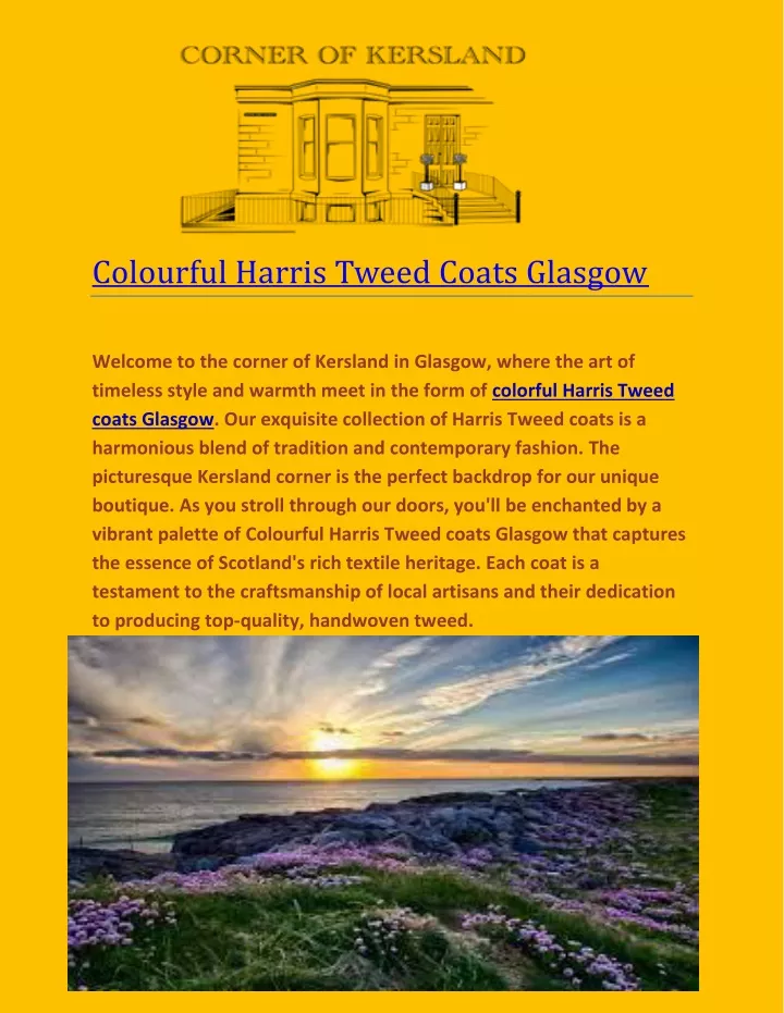 colourful harris tweed coats glasgow