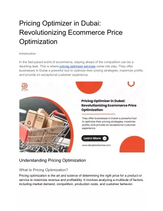 Pricing Optimizer in Dubai_ Revolutionizing Ecommerce Price Optimization