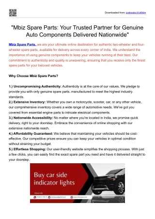 Mbiz Spare Parts Your Trusted Partner for Genuine Auto Components Delivered Nationwide