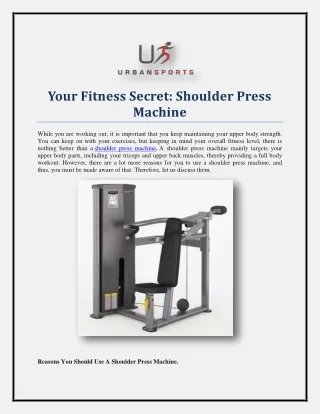 Your Fitness Secret: Shoulder Press Machine