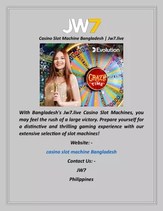 Casino Slot Machine Bangladesh  Jw7.live