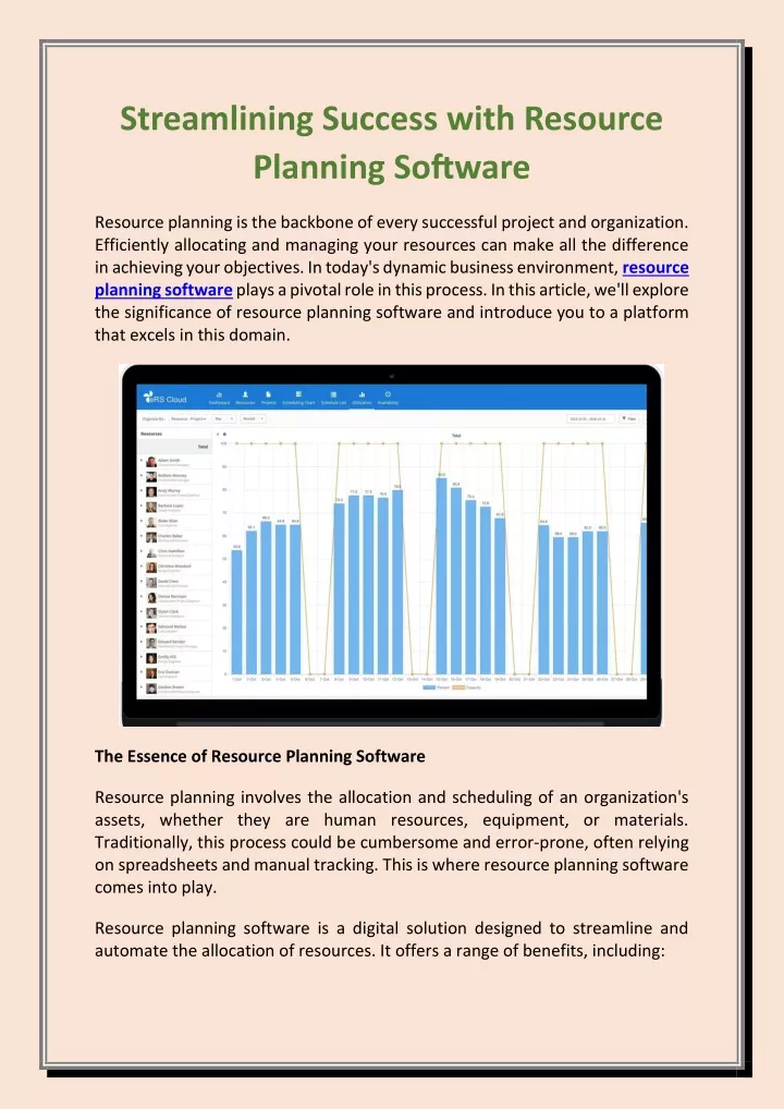 streamlining success with resource planning