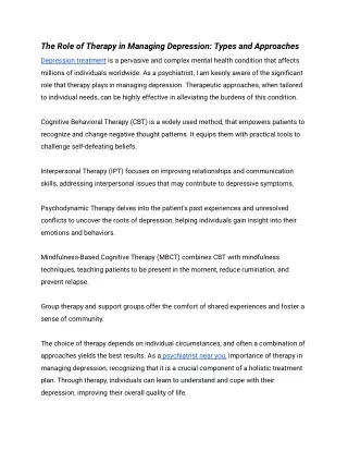 The Role of Therapy in Managing Depression_ Types and Approaches