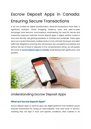 escrow deposit apps in canada ensuring secure