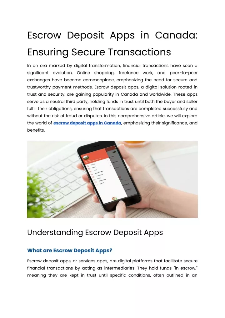 escrow deposit apps in canada ensuring secure