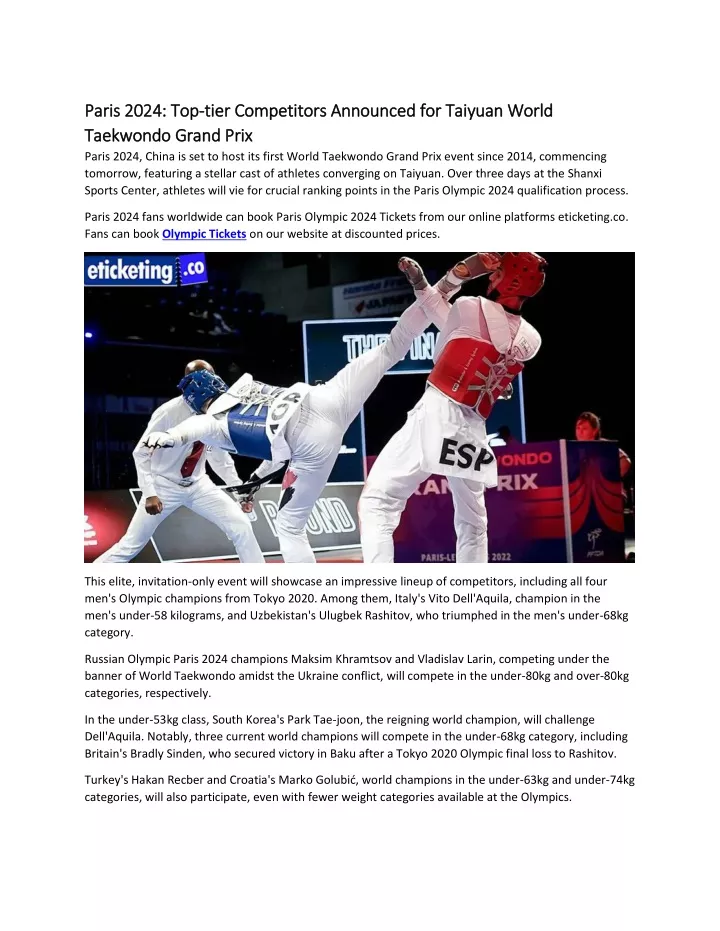 paris 2024 paris 2024 top taekwondo grand prix