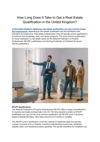 How Long Does It Take to Get a Real Estate Qualification in the United Kingdom