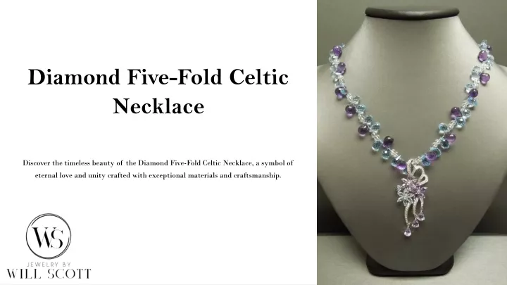 diamond five fold celtic necklace