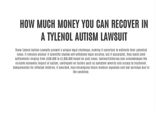 HOW MUCH MONEY YOU CAN RECOVER IN A TYLENOL AUTISM LAWSUIT