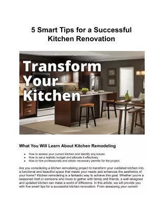 5 Smart Tips for a Successful Kitchen Renovation