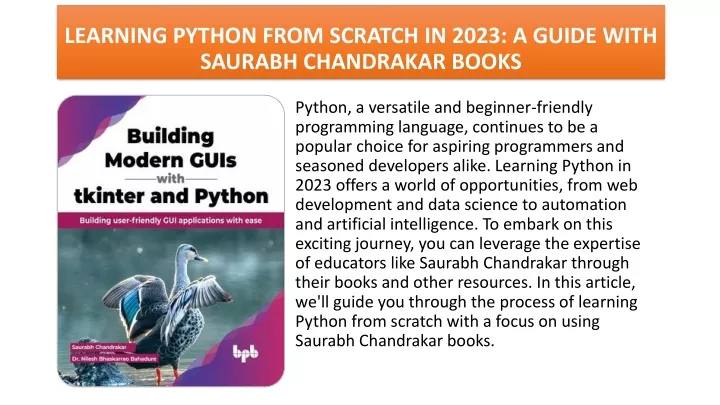 learning python from scratch in 2023 a guide with saurabh chandrakar books
