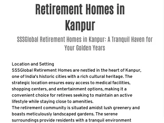 Retirement Homes in Kanpur