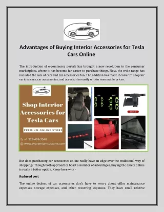 Advantages of Buying Interior Accessories for Tesla Cars Online