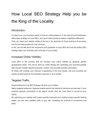 how local seo strategy help you be