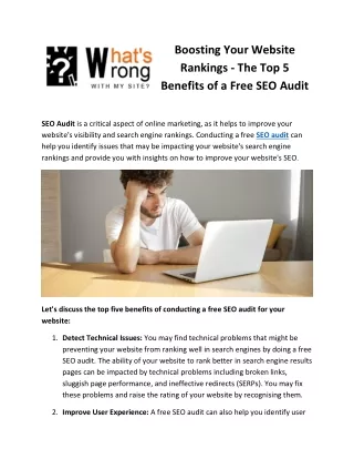 Boosting Your Website Rankings - The Top 5 Benefits of a Free SEO Audit