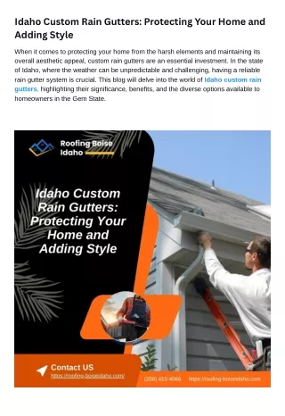 Idaho Custom Rain Gutters Protecting Your Home and Adding Style