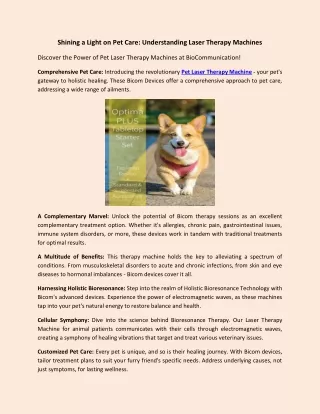 Shining a Light on Pet Care Understanding Laser Therapy Machines