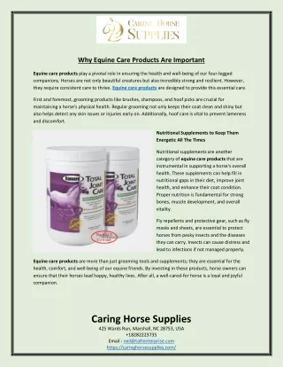 Why Equine Care Products Are Important