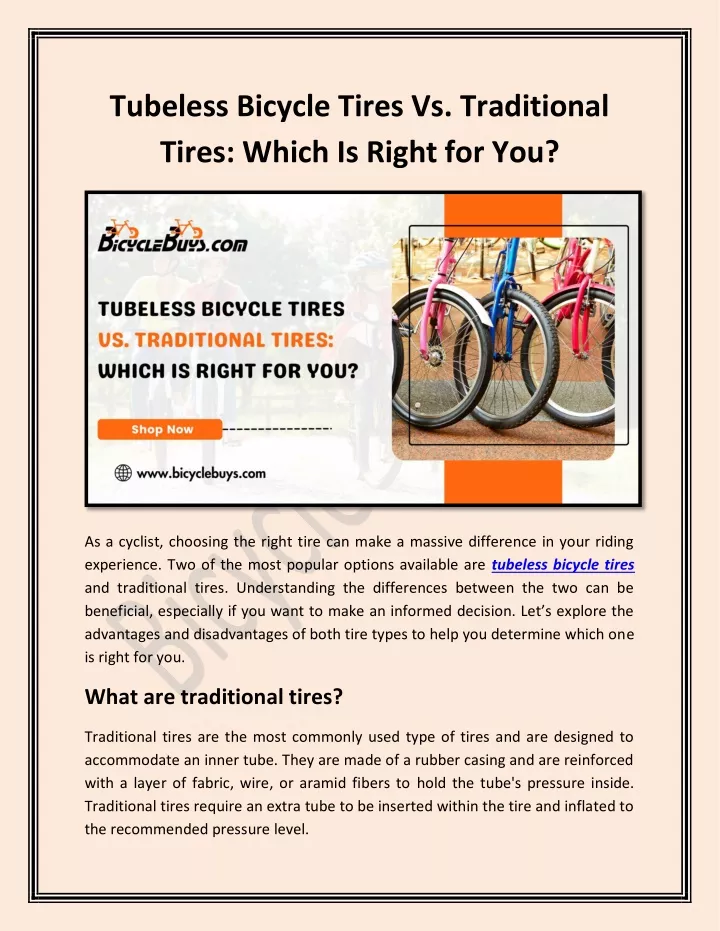 tubeless bicycle tires vs traditional tires which