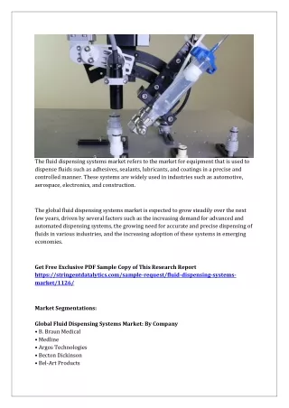 the fluid dispensing systems market refers