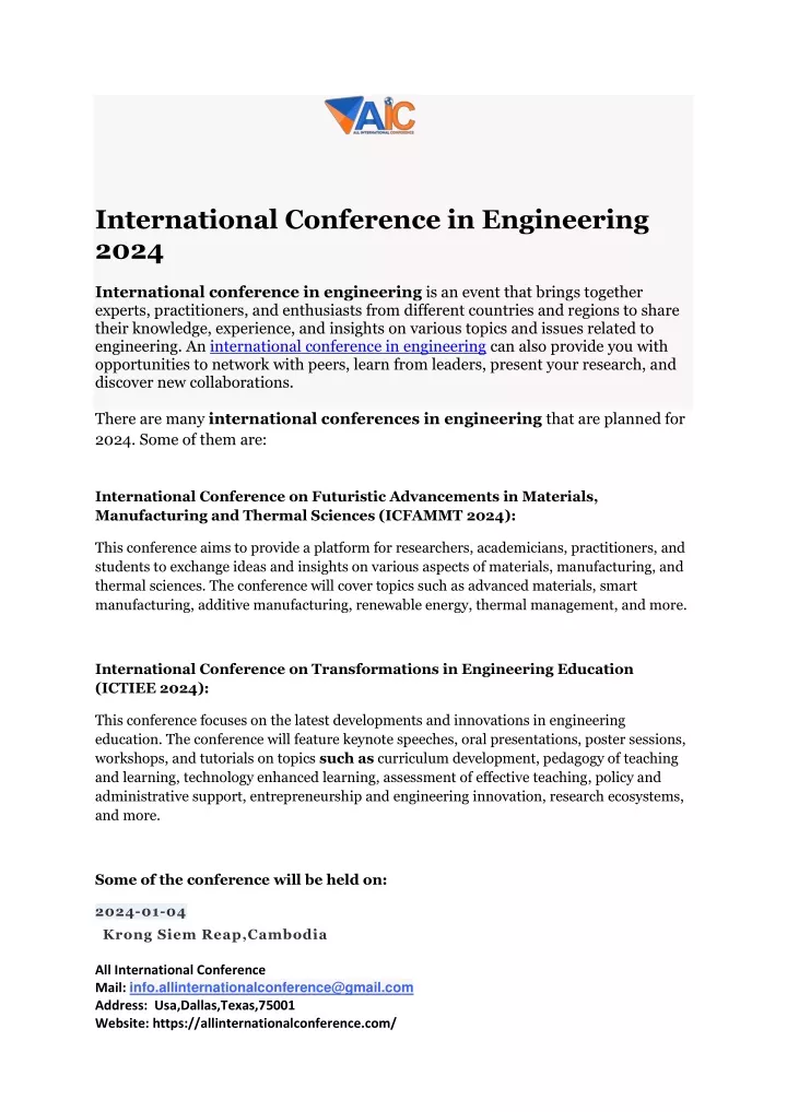 international conference in engineering 2024