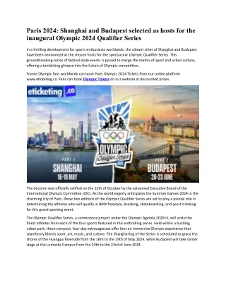 paris 2024 shanghai and budapest selected