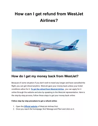 How can I get refund from WestJet Airlines?