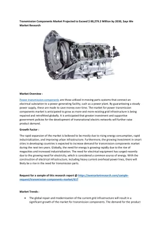 Transmission Components Market Projected to Exceed $ 80,279.2 Million by 2030