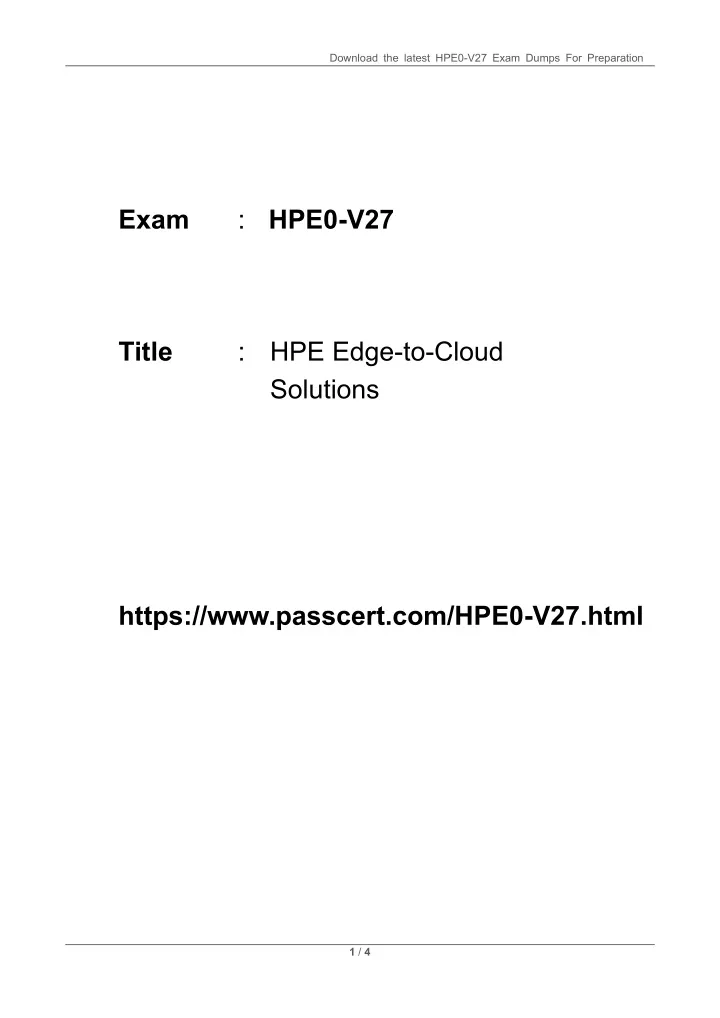 download the latest hpe0 v27 exam dumps