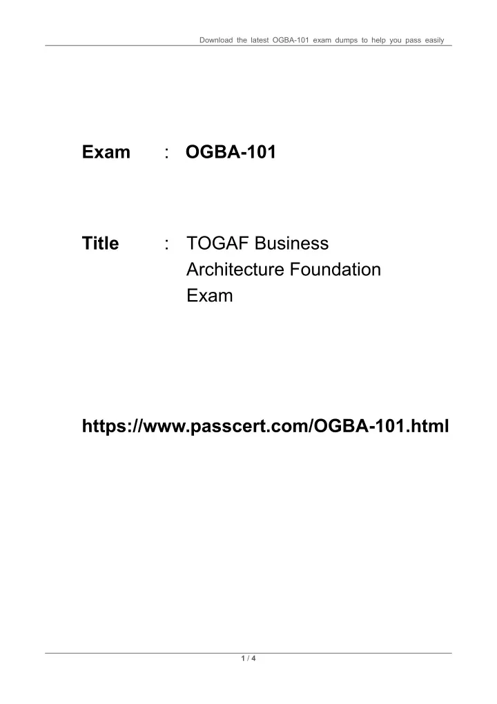download the latest ogba 101 exam dumps to help
