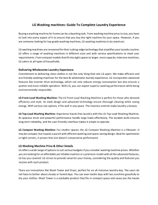 lg washing machines guide to complete laundry