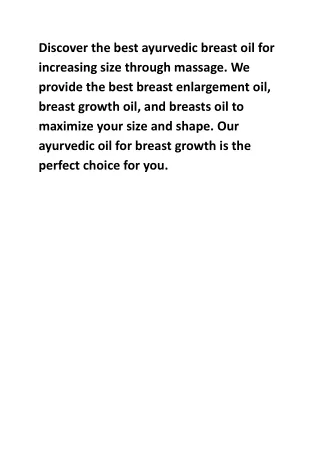 Ayurvedic Breast Enlargement Oil