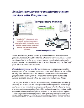 Excellent temperature monitoring system services with TempGenius