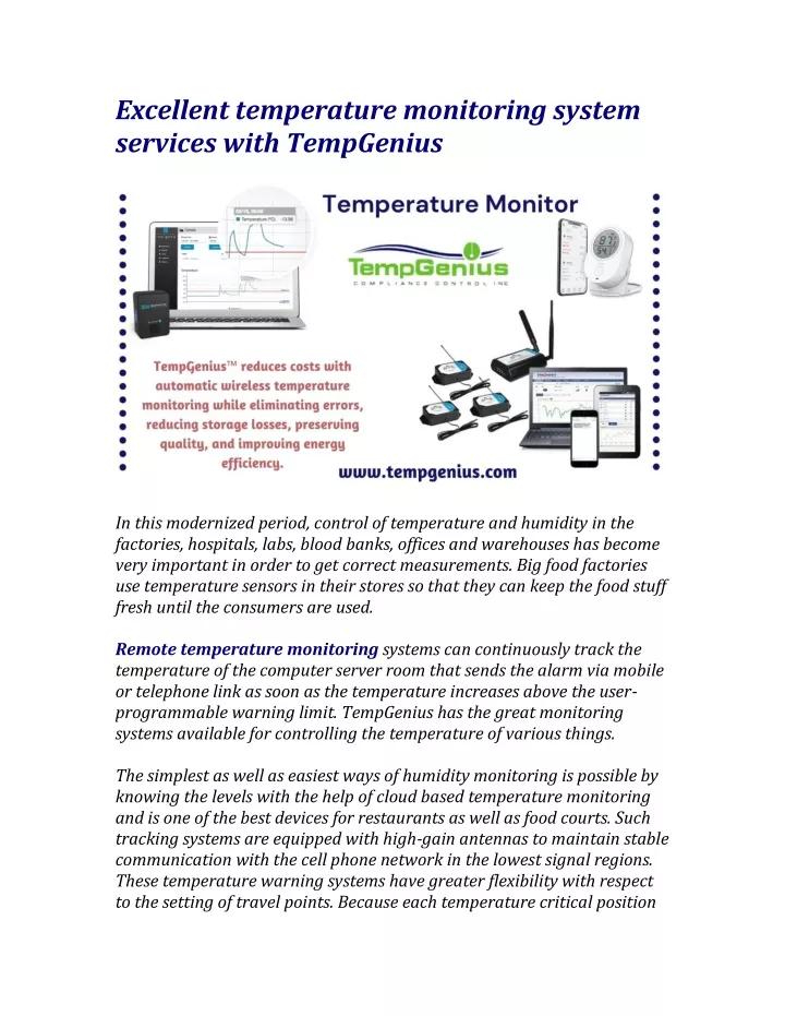 excellent temperature monitoring system services