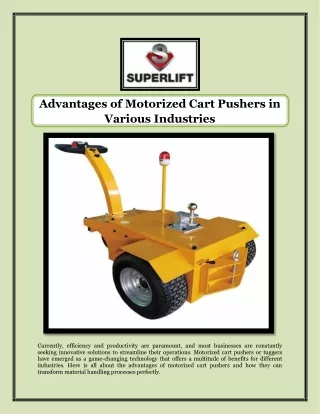 Advantages of Motorized Cart Pushers in Various Industries