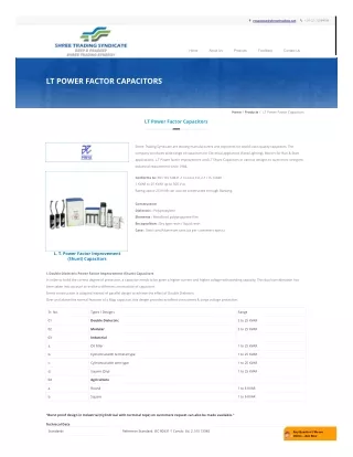 LT Power Factor Capacitors, Distributor, Dealer, Supplier, Mumbai, India