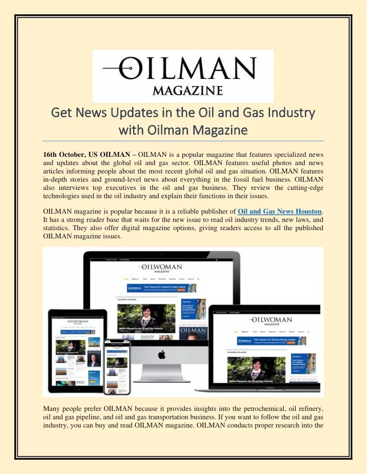 get news updates in the oil and gas industry