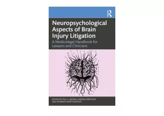 Download PDF Neuropsychological Aspects of Brain Injury Litigation A Medicolegal