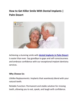 How to Get Killer Smile With Dental Implants | Palm Desert