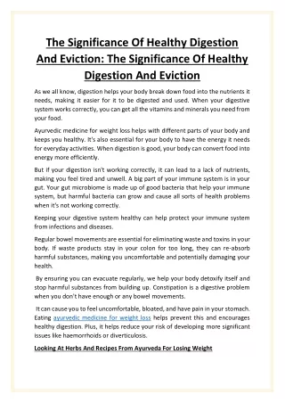 The Significance Of Healthy Digestion And Eviction The Significance Of Healthy Digestion And Eviction